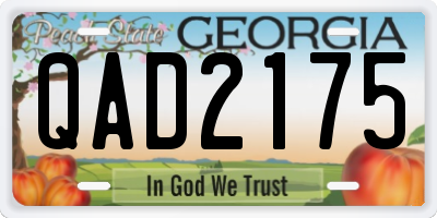 GA license plate QAD2175