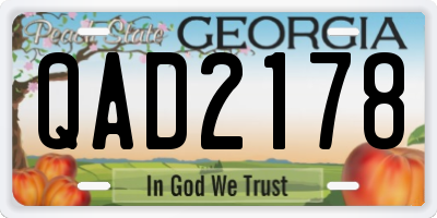 GA license plate QAD2178