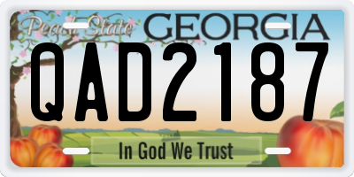 GA license plate QAD2187