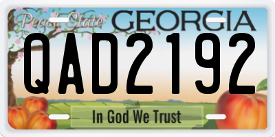 GA license plate QAD2192