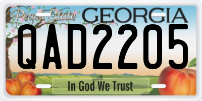 GA license plate QAD2205