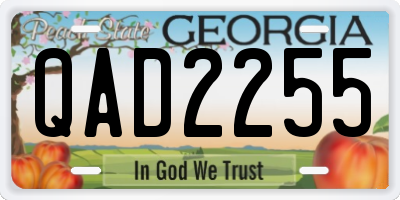 GA license plate QAD2255