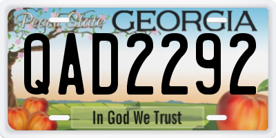 GA license plate QAD2292