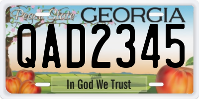 GA license plate QAD2345