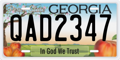 GA license plate QAD2347