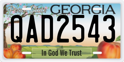GA license plate QAD2543