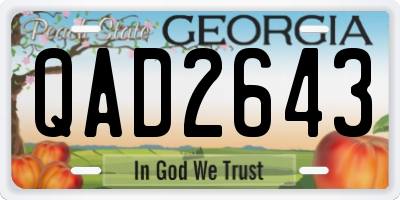 GA license plate QAD2643