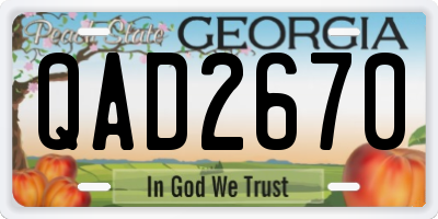 GA license plate QAD2670