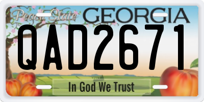 GA license plate QAD2671