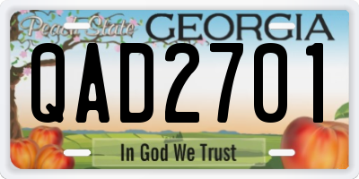 GA license plate QAD2701