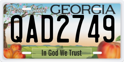 GA license plate QAD2749