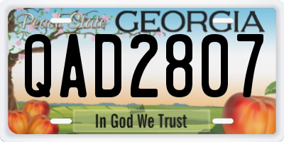 GA license plate QAD2807