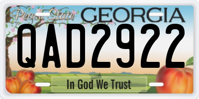 GA license plate QAD2922