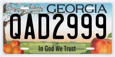 GA license plate QAD2999