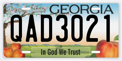 GA license plate QAD3021