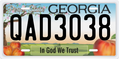 GA license plate QAD3038