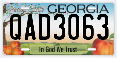 GA license plate QAD3063