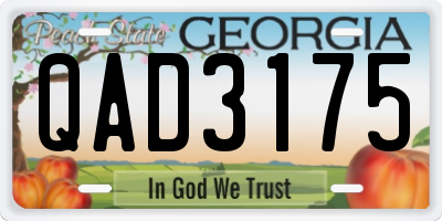 GA license plate QAD3175