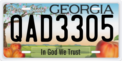 GA license plate QAD3305