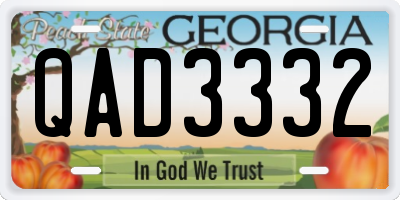 GA license plate QAD3332