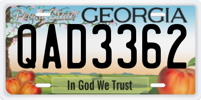 GA license plate QAD3362