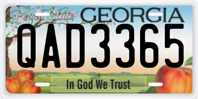 GA license plate QAD3365