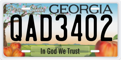 GA license plate QAD3402