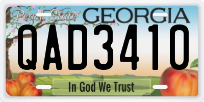 GA license plate QAD3410
