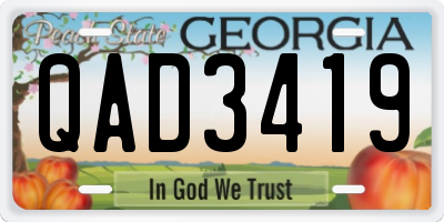 GA license plate QAD3419