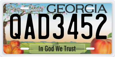 GA license plate QAD3452
