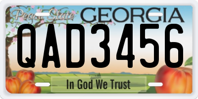 GA license plate QAD3456