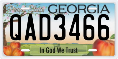 GA license plate QAD3466