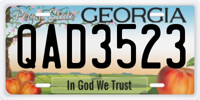 GA license plate QAD3523