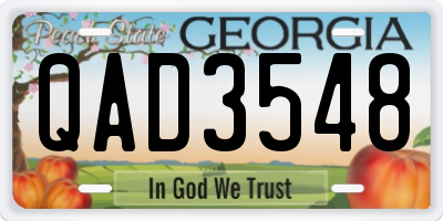 GA license plate QAD3548