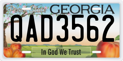 GA license plate QAD3562
