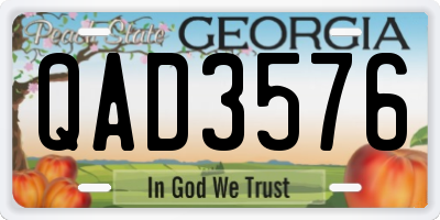 GA license plate QAD3576