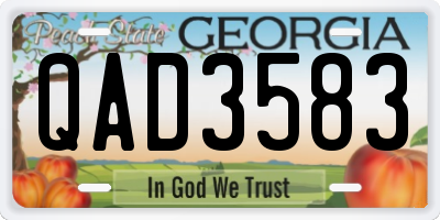 GA license plate QAD3583