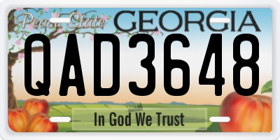 GA license plate QAD3648