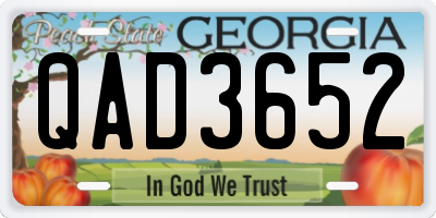 GA license plate QAD3652