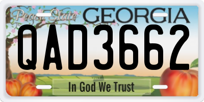GA license plate QAD3662