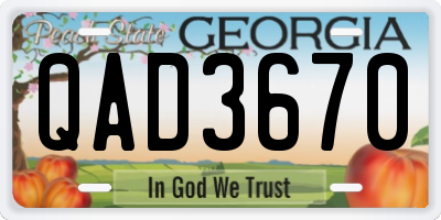 GA license plate QAD3670