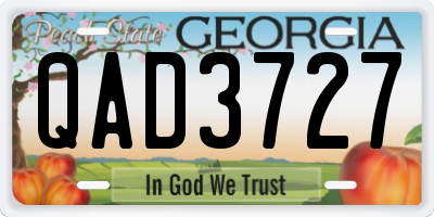 GA license plate QAD3727