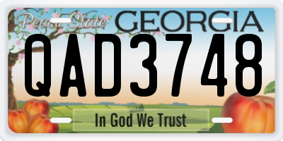 GA license plate QAD3748