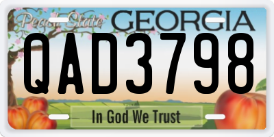 GA license plate QAD3798