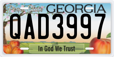 GA license plate QAD3997