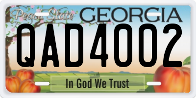 GA license plate QAD4002