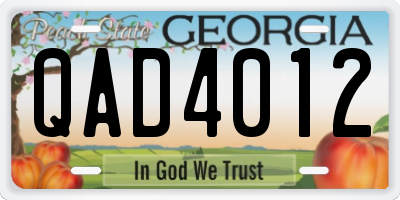 GA license plate QAD4012