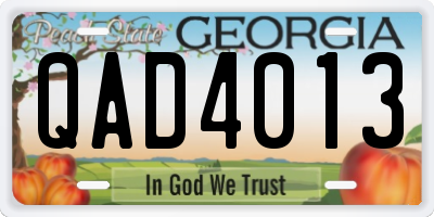 GA license plate QAD4013