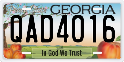 GA license plate QAD4016