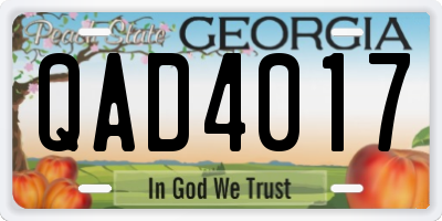 GA license plate QAD4017